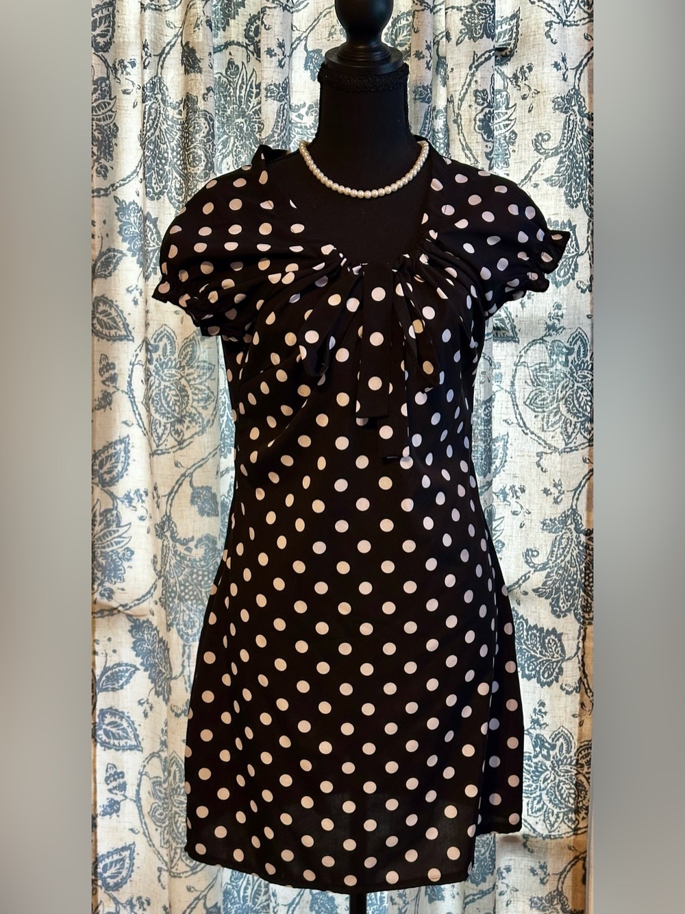 Black Polka Dot Short Sleeve Dress
